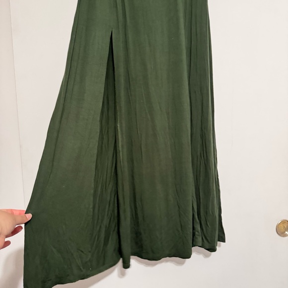 Abercrombie Dark Olive Green Maxi Skirt Slit NEW - Picture 3 of 5